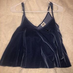 VS Pink Tank Top Blue Velvet Sparkly Size Medium